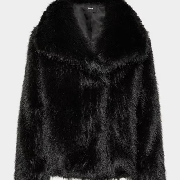 NWT Aritzia TEN Banter Coat - Real Faux Fur Sz M Black - Picture 1 of 7